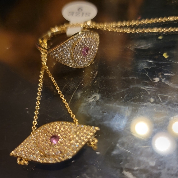 Melinda Maria Gold Necklace with Blue Evil Eye Necklace 79 Ring 52 Price For 1 - Picture 11 of 17